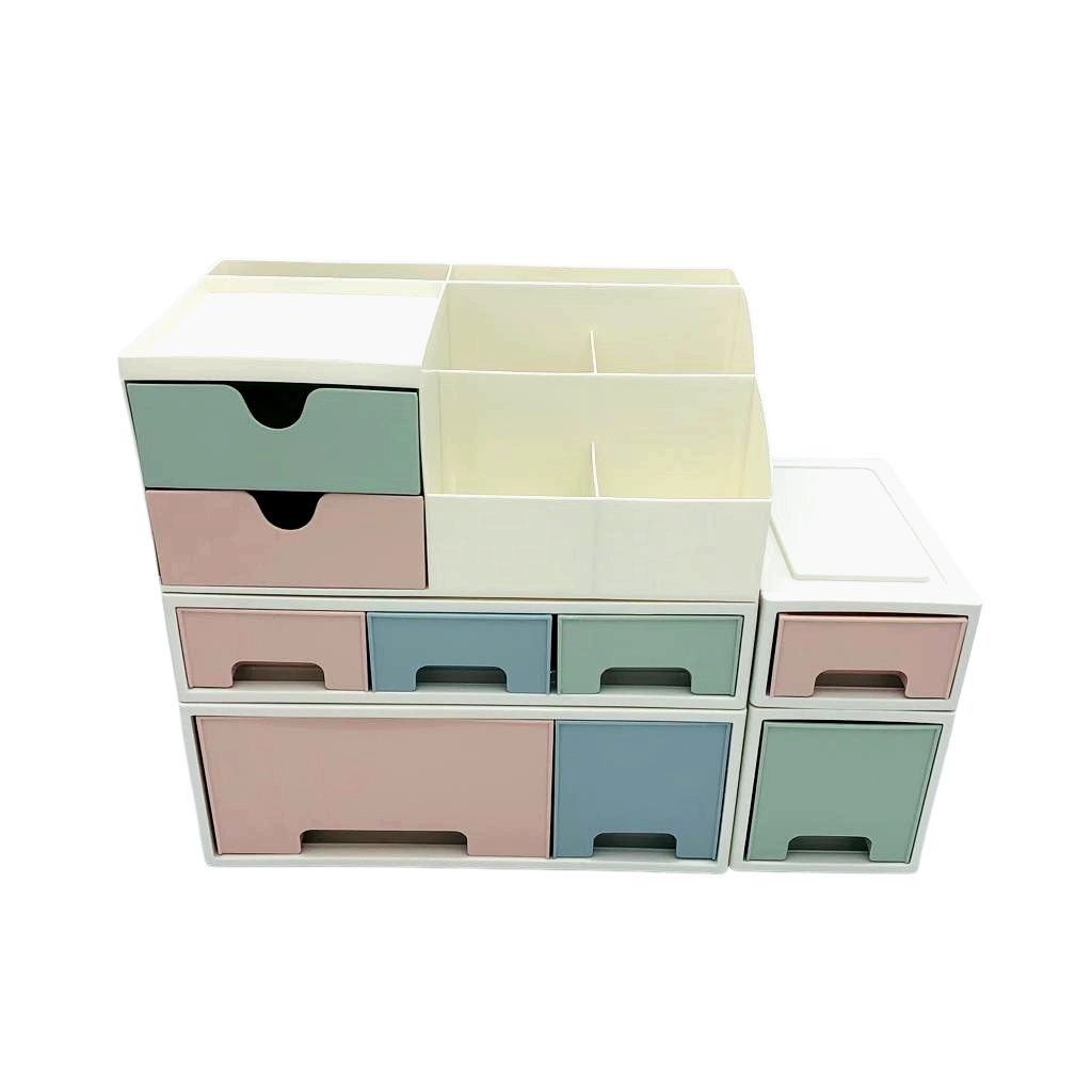 Pack 5 cajas organizadores modulares 8 cajones 6 compartimen